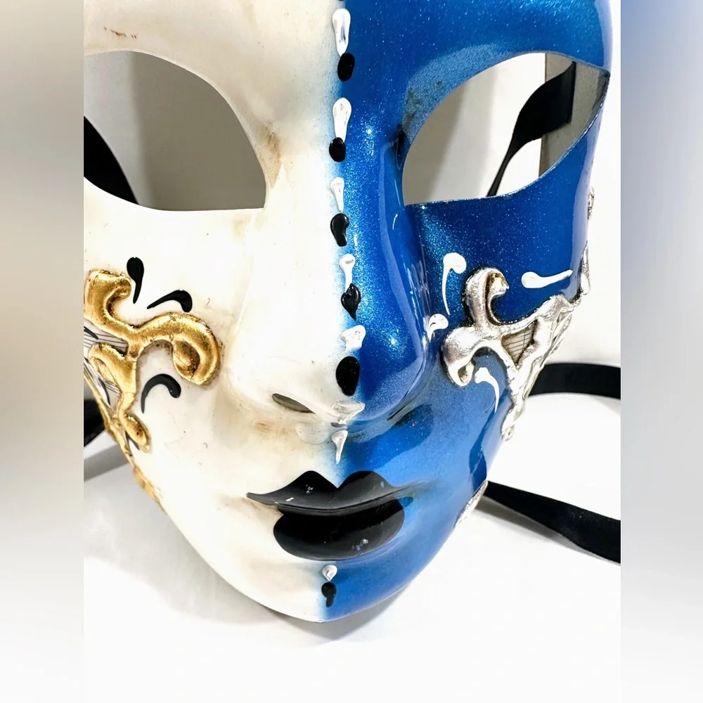 Venetian Mask - Volto Day Night Blue & Gold Genuine 930 VG